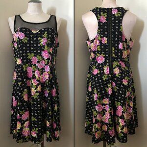 [Xhilaration] Black Geometric / Rose Print Sleeveless Sundress | XL | Good